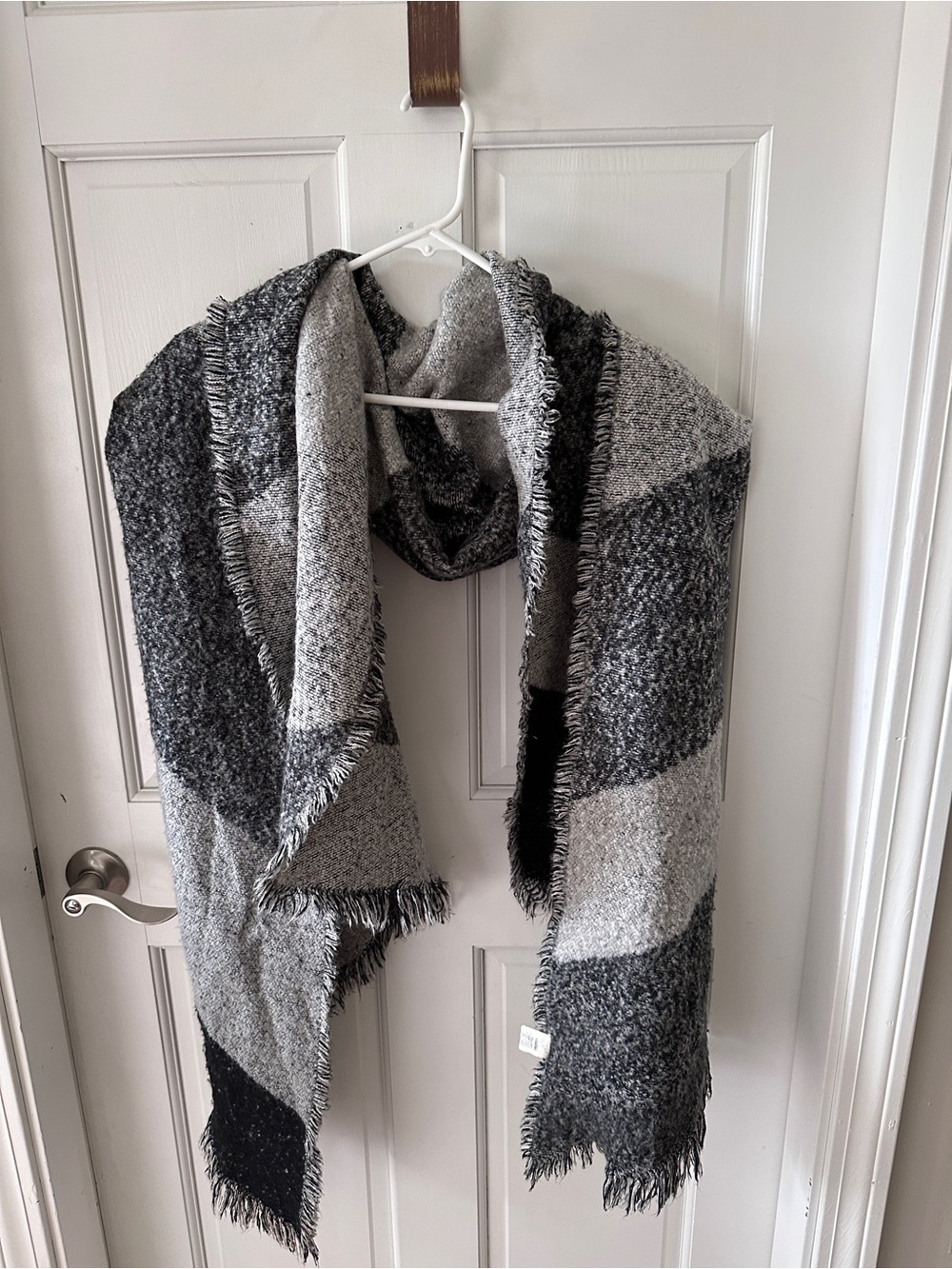 West Loop Oversized Plaid Fringe Blanket Scarf One Size